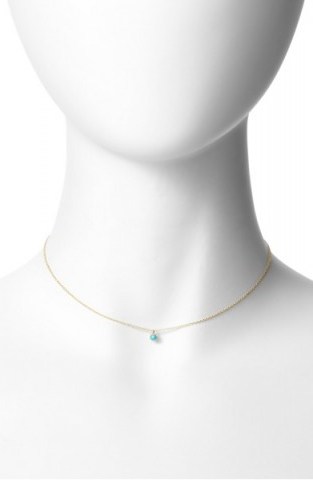 ZOË CHICCO Dangling Semiprecious Stone Choker – delicate turquoise stone chokers – dainty jewellery – small pendant necklaces - flipped