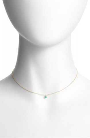 ZOË CHICCO Dangling Semiprecious Stone Choker – delicate turquoise stone chokers – dainty jewellery – small pendant necklaces
