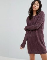Abercrombie & Fitch Cable Knit Jumper Dress – burgundy sweater dresses – winter fashion