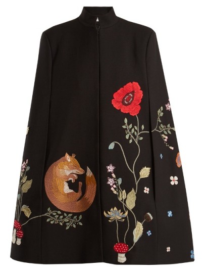 VILSHENKO Adelia fox and floral-embroidered cape ~ beautiful capes