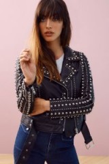 REBECCA MINKOFF ADELIA JACKET – black leather studded biker jackets