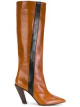 A.F.VANDEVORST knee high boots with stripe / brown leather angle heeled boots