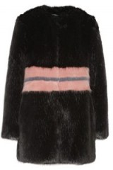 SHRIMPS Agnes color-block faux fur coat – black and pink winter coats