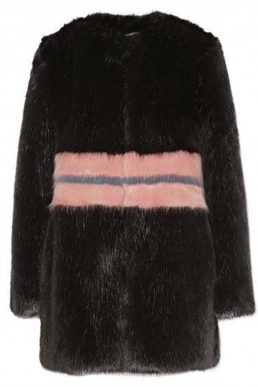 SHRIMPS Agnes color-block faux fur coat – black and pink winter coats - flipped
