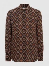 A.L.C.‎ Aubrey Printed Silk Blouse ~ tonal brown printed blouses