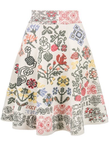 ALEXANDER MCQUEEN graphic floral intarsia knitted skirt - flipped