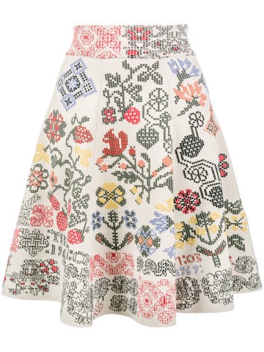ALEXANDER MCQUEEN graphic floral intarsia knitted skirt