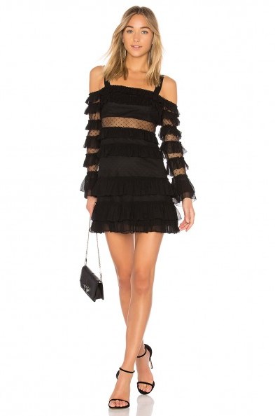 Alexis BRANDI DRESS ~ black semi sheer ruffle dresses ~ lbd - flipped