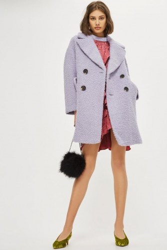 Topshop Alicia Boucle Textured Slouch Coat | grey winter coats - flipped