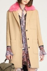 Rebecca Minkoff ALLEGRA COAT | camel coats with pink faux fur collar | winter outerwear