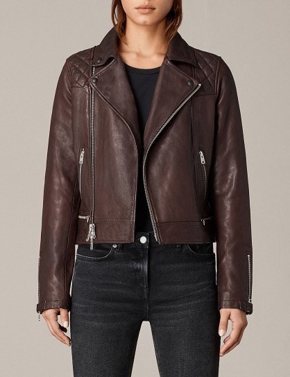 ALLSAINTS Conroy leather biker jacket ~ oxblood red jackets - flipped