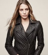 Reiss AMIE QUILTED BIKER JACKET CHOCOLATE ~ dark bown leather jackets