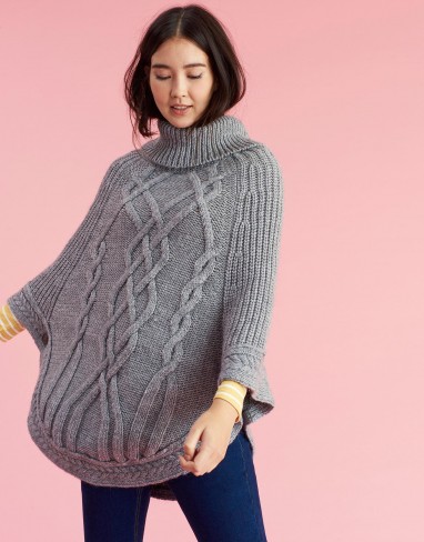 JOULES ANALISE CABLE KNIT PONCHO / grey knitted ponchos