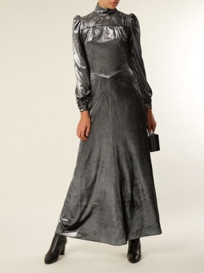 BELLA FREUD Anjelica high-neck velvet dress ~ grey-metallic dresses - flipped