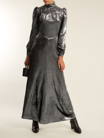 BELLA FREUD Anjelica high-neck velvet dress ~ grey-metallic dresses