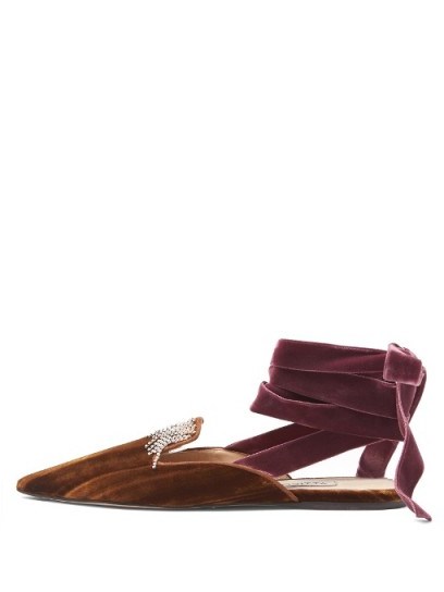 ATTICO Anne crystal-embellished velvet backless loafers | luxe flats - flipped