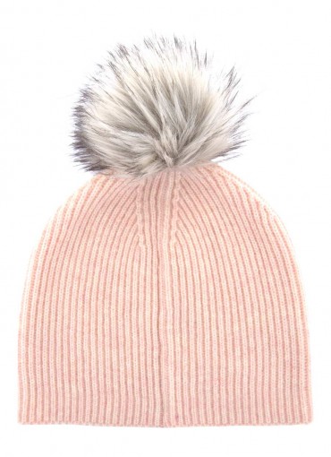 MINT VELVET APRICOT FLUFFY YARN POMPOM HAT ~ knitted pom pom hats ~ knitted accessories