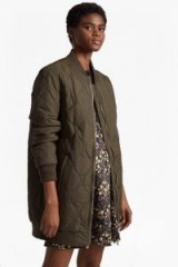 French Connection ARDIS QUILTED PUFFER JACKET | long olive-green jackets