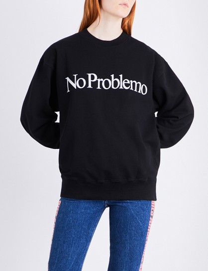 ARIES No Problemo printed cotton-jersey sweatshirt / black slogan sweatshirts