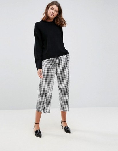 ASOS Tailored Dogtooth Awkward Length Trouser | extra cropped check print pants - flipped