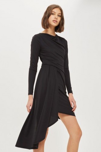 Topshop Asymmetric Crepe Drape Dress | black draped dresses | LBD - flipped
