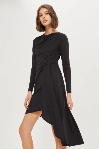 Topshop Asymmetric Crepe Drape Dress | black draped dresses | LBD