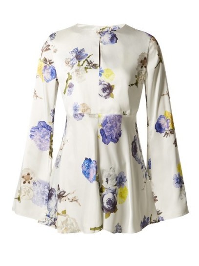 ACNE STUDIOS Bahair open-back floral-print satin top ~ wide sleeve tops - flipped