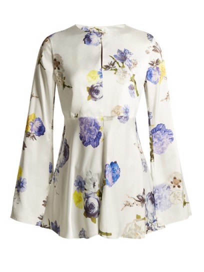 ACNE STUDIOS Bahair open-back floral-print satin top ~ wide sleeve tops