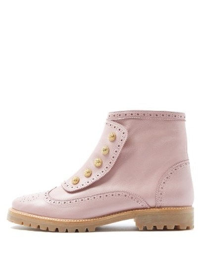 RUE ST. Bateman Street brogue-detail leather ankle boots | pink winter boots - flipped