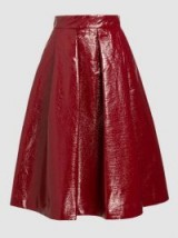 BAUM UND PFERDGARTEN‎ Sashenka Faux Leather Midi Skirt | red pleated A-line skirts