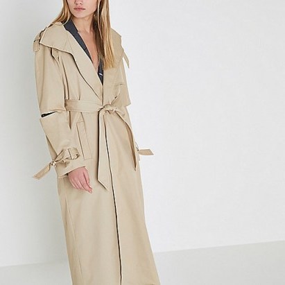 River Island Beige deconstructed sleeve long trench coat ~ belted coats - flipped