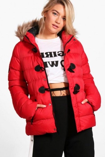 boohoo Bella Short Quilted Bubble Jacket | red winter jackets - flipped