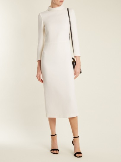 CARL KAPP Berlin wool-crepe dress ~ white tailored high neck dresses
