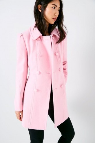 JACK WILLS BESSEMER WOOL COAT / rose-pink double breasted coats - flipped