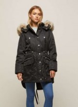Miss Selfridge Black Faux Fur Trim Parka Coat | winter coats