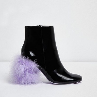 River Island Black feather heel ankle boots ~ feathered heels - flipped