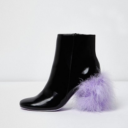 River Island Black feather heel ankle boots ~ feathered heels