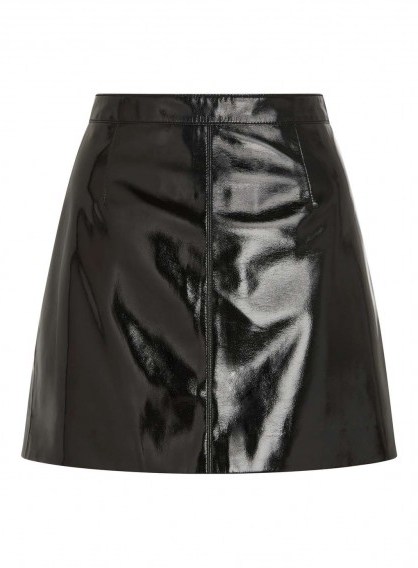MISS SELFRIDGE Black Vinyl A-Line Skirt / shiny mini skirts - flipped