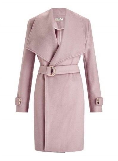 Blush D-Ring Belted Wrap Coat | pink winter coats - flipped