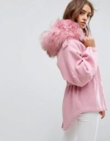 Boohoo Faux Fur Hooded Parka Jacket – pink winter jackets