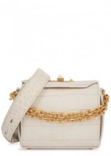 ALEXANDER MCQUEEN Box Bag 15 ivory crocodile-effect leather bag / small desirable bags