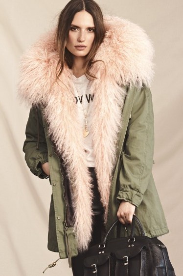 Rebecca Minkoff BRIANNA PARKA | blush shaggy fur parkas | glamorous winter coats - flipped