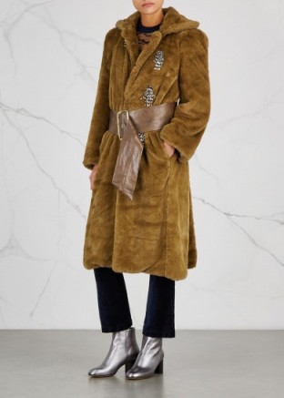 TOGA PULLA Brown embellished faux fur coat | luxe winter coats | statement outerwear