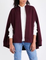 BURBERRY Vizela embroidered jersey cape ~ claret-red capes