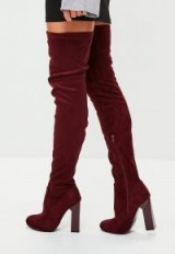 Missguided burgundy feature heel thigh high boots ~ dark red over the knee boots