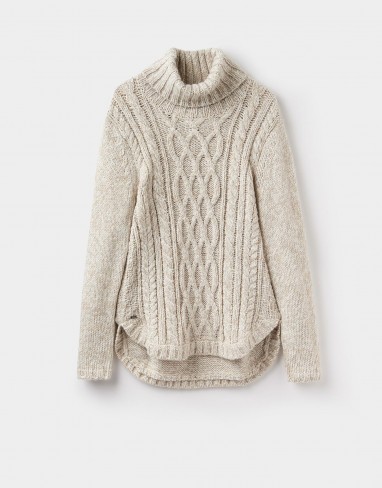 JOULES CABELL CABLE KNIT JUMPER / chunky high neck jumpers