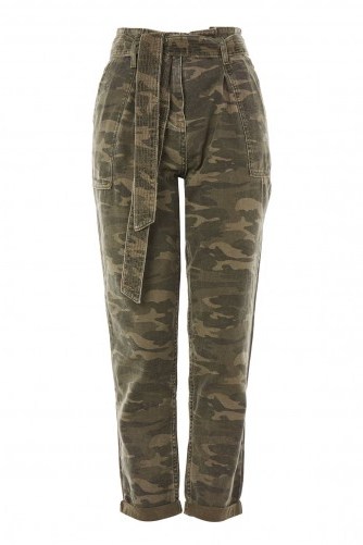 Topshop Camouflage Paper Bag Trousers | camo print pants - flipped