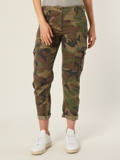 RE/DONE ORIGINALS Camouflage-print slim-leg trousers cargo trousers | khaki camo pants - flipped