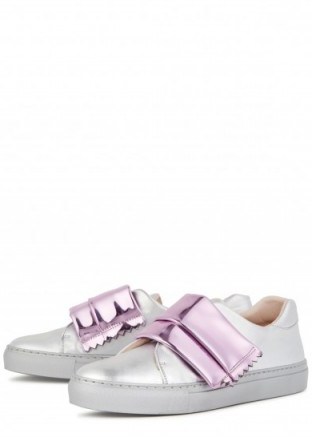 MINNA PARIKKA Candy Rapper silver leather trainers / shiny metallic sneakers - flipped