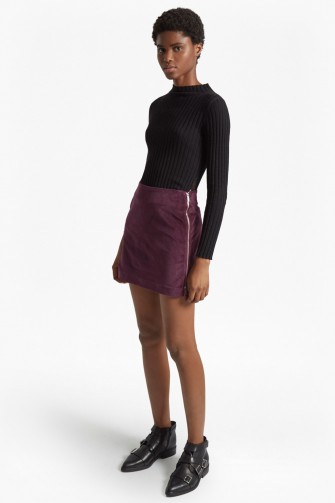 French Connection CANTERBURY CORD SKIRT | purple corduroy mini skirts